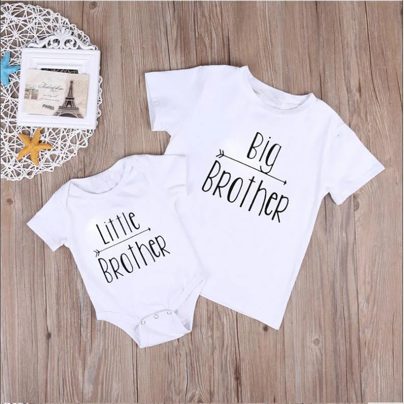 Big Sister Clothes Baby Boy Girl Cotton Romper Tops Shirt  big Brother t shirt Outfits Set Clothes Summer flower letter T shirt