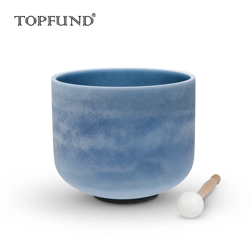 

TOPFUND Sapphire Fusion F# Note Thymus Chakra Frosted Quartz Crystal Singing Bowl 10"