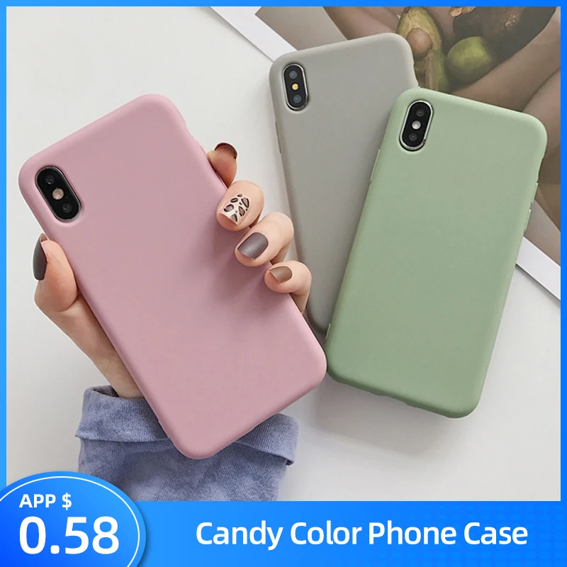 

Luxury Candy Color Phone Case For iPhone XS Max XR XS X 8 Plus Simple Plain Silicone Cover For iPhone 6 6S 7 Plus Soft TPU Cases