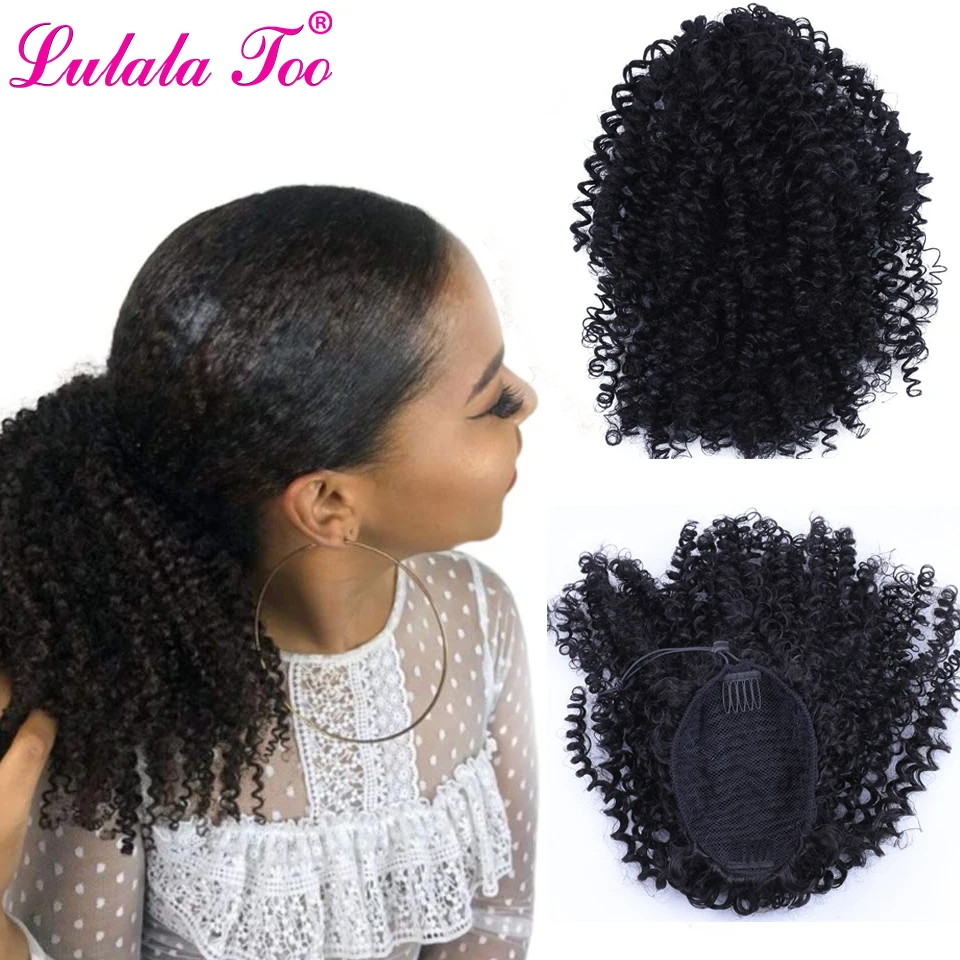

Drawstring Puff Afro Kinky Curly Ponytail African American Short Wrap Synthetic Clip in Ponytail Hair Extensions