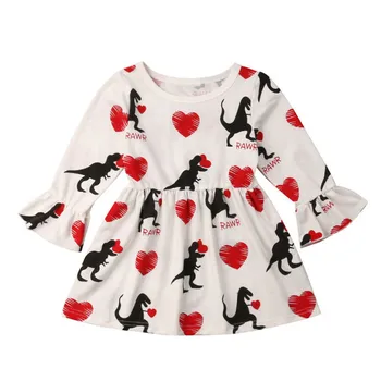 

2019 ARLONEET New Summer Dress Mesh Girls Toddler Kids Baby Girl Cartoon Dinosaur Princess Dress Valentine Love Sundress Z0205