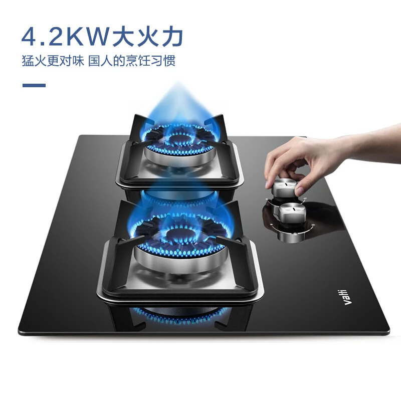  Large Fire Liquefied Gas Stove Dual-cooker Bulit-in Gas Hobs Home Table Embedded Tempered Glass 5 G