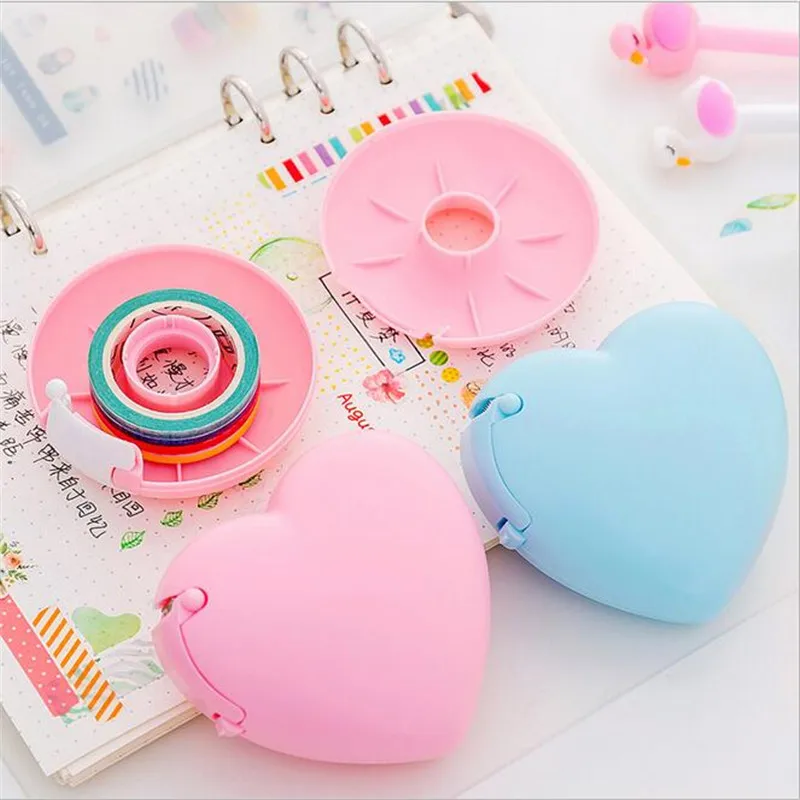 1PCS Portable Donuts Love Tape Dispenser Holder Korea Cartoon Stationery Invisible Cutter Inside Small | Канцтовары для офиса и