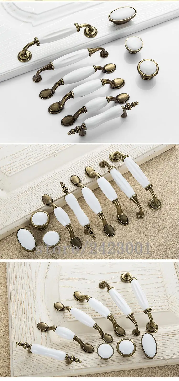 Европейская антикварная мебель белые керамические дверные ручки для ящиков Кухня шкафа одно отверстие ручки расстояние между отверстиями 76/96/128 мм