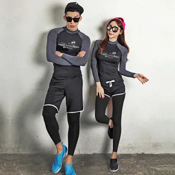 

Mens Womens Long Sleeve Rashguard set 4 piece Full Body Swimwear UPF 50 Rash Guard Athletic Tops Bottoms Surf Swim Suit Wetsuit