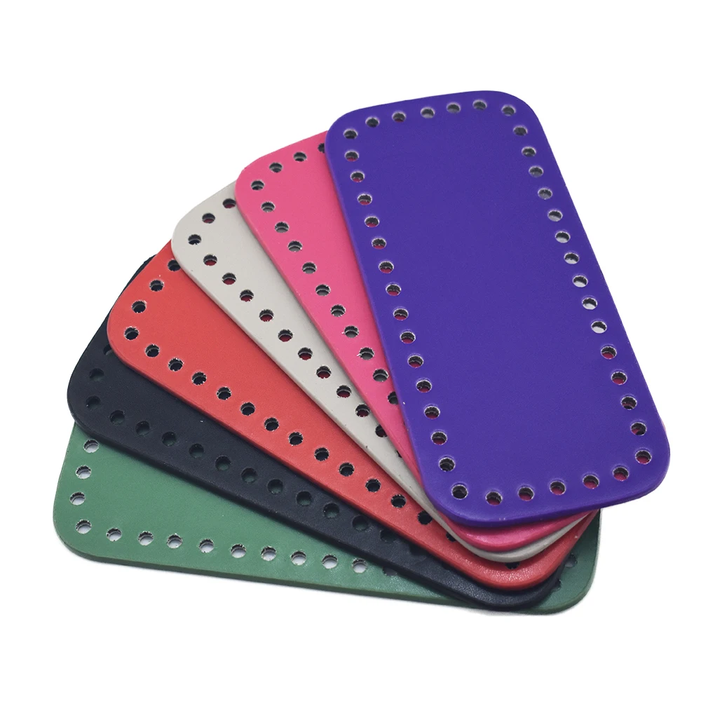 

3pcs Bottom for Knitting Bag PU Patent Leather Bag Accessories Rectangle Bottom with Holes Bag Leather Bottom For Women 18x8cm