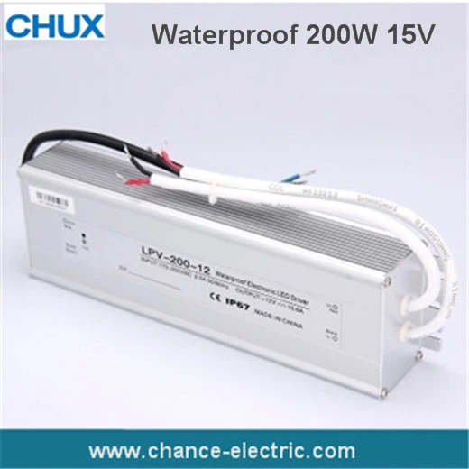 

LED Water-Proof Type driver switching mode Power Supply SMPS 200w 15v (LPV-200W-15V)