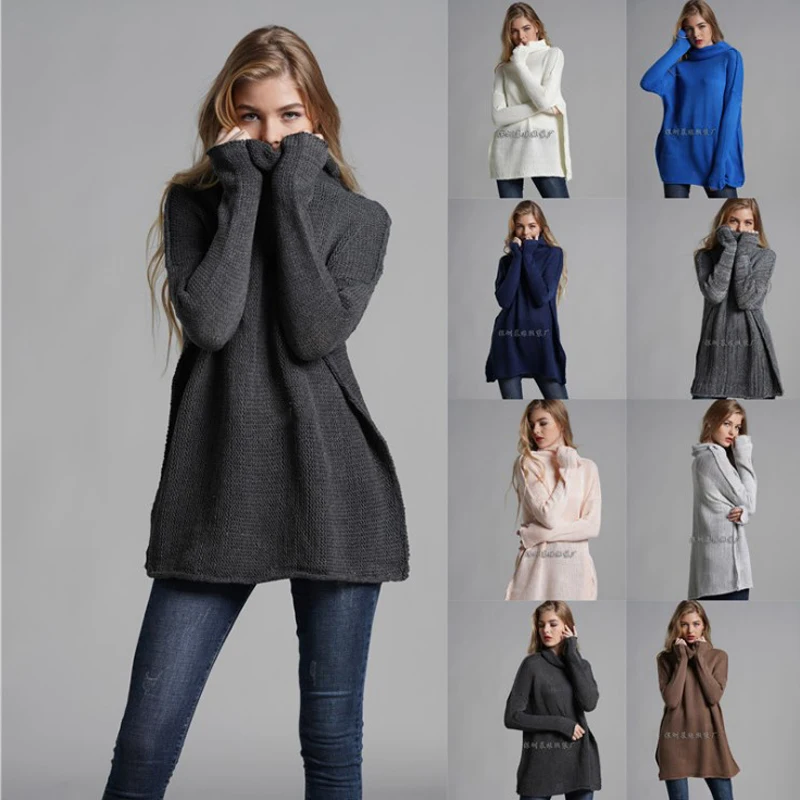 Women's turtleneck sweater 2021 autumn new large size loose solid color long-sleeved trendy casual women's clothing | Женская