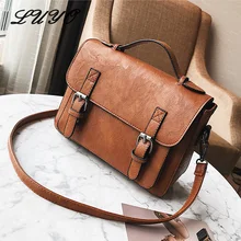 Luyo Effen Kleur Vintage Postbode Lederen Vrouwen Messenger Bags Meisje Schoudertassen Vrouwelijke Voor Bag Designer Handtassen Hoge Kwaliteit(China)
