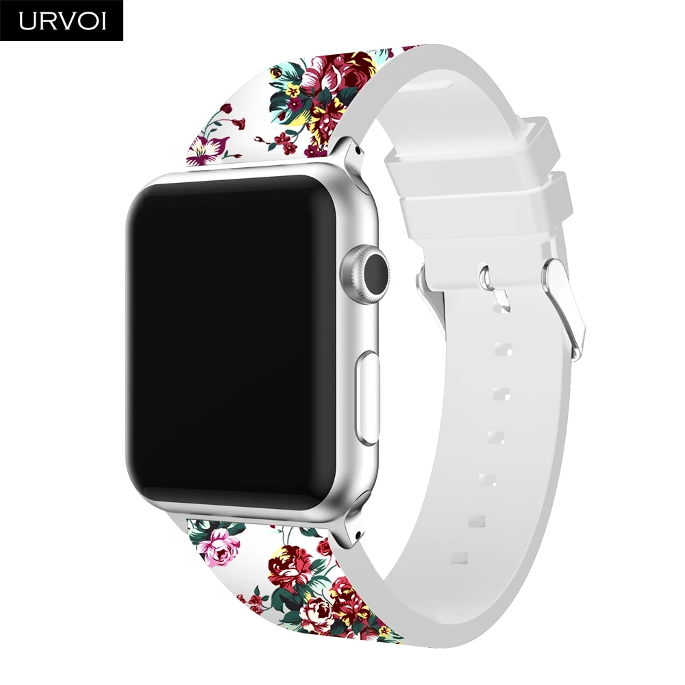 URVOI силиконовый ремешок для apple watch series 5 4 3 2 1 спортивный ремешок для iwatch с пряжкой модные декоративные цветы удобные ощущения