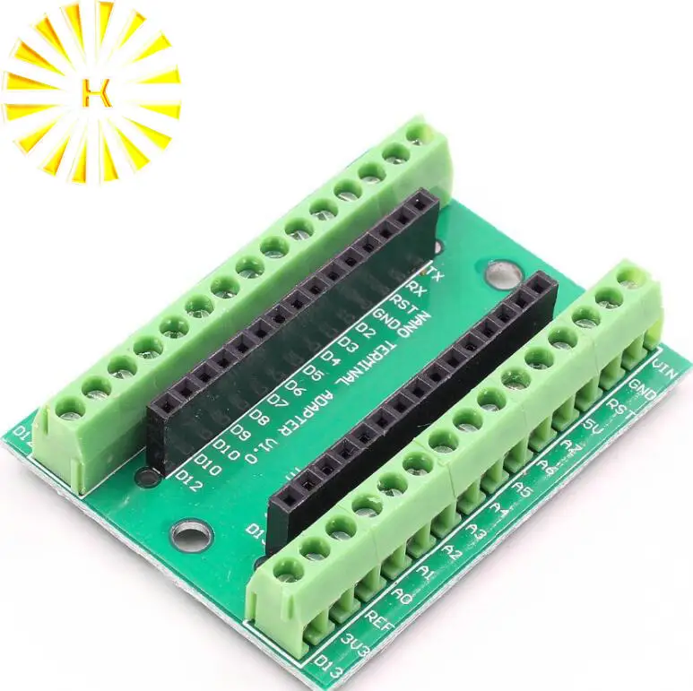 

NANO V3.0 Controller Terminal Adapter Expansion Board NANO IO Shield Simple Extension Plate For Arduino AVR ATMEGA328P Connector