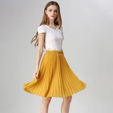 Женская шифоновая плиссированная новая юбка, винтажная юбка-пачка с высокой талией, Женская юбка средней длины Rokken, летняя стильная юбка Jupe Femme
