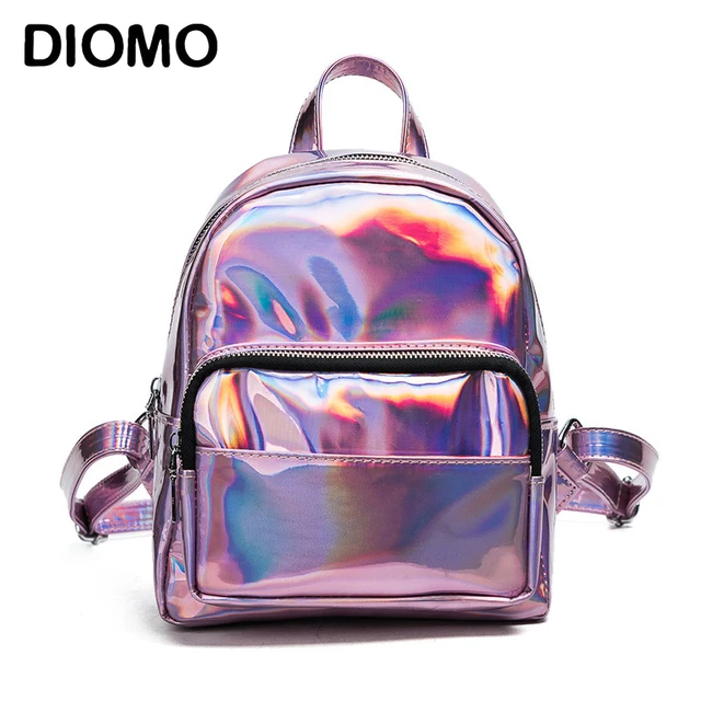 Diomo Mini Backpack Women Holographic Bag Hologram Female Cute Small Diomo Mini Backpack Women Holographic Bag Hologram Female Cute Small For S Back Silver