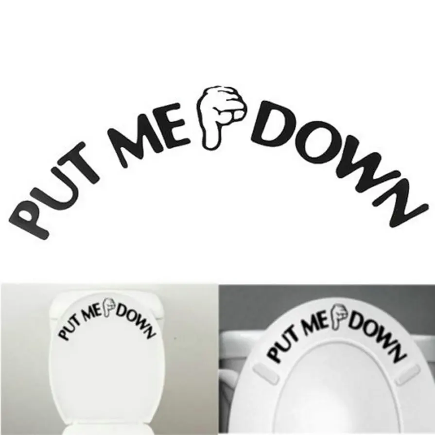2pcs Funny PUT ME DOWN wall stickers Bathroom Toilet Seat Sign Push