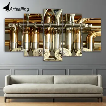 

ArtSailing 5 piece canvas art HD print musical instrument trombone prints paintings for living room wall free shipping UP-2018B