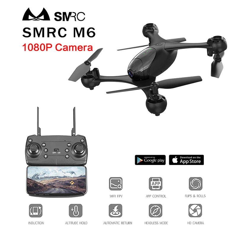 SMRC M6 1080 P/4 K Радиоуправляемый Дрон HD Gimbal Двойные камеры wifi FPV Квадрокоптер приложение парящий гравитационный объект режим слежения Экстра тесто - Цвет: 1080P 1pcs battery