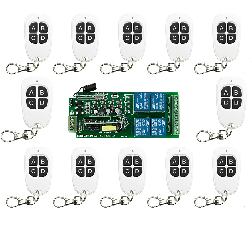 

New AC85v~250V 110V 220V 230V 4CH RF Wireless Remote Control System / Radio Switch remote switch 220v Learning code receiver