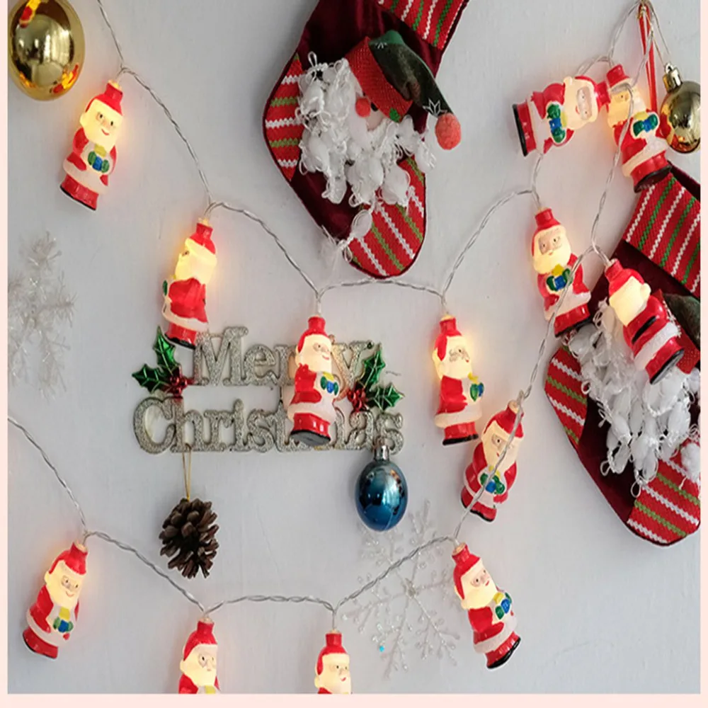 Рождественский снеговик Санта Клаус красные носки Стиль Фея свет шнура стены окно украшения сада вечерние DIY Гибкие строки лампы