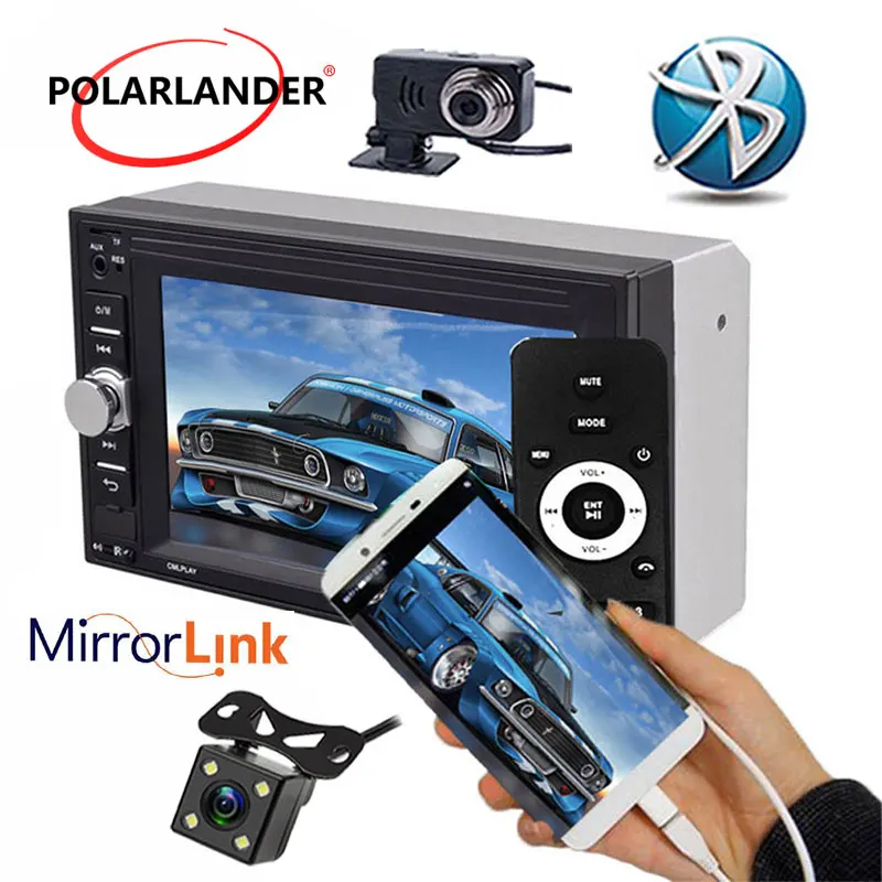 6," 2 Din автомобильное радио стерео MP5 Зеркало Ссылка для Android телефон камера/DVR автоматический Bluetooth Сенсорный экран дистанционное управление