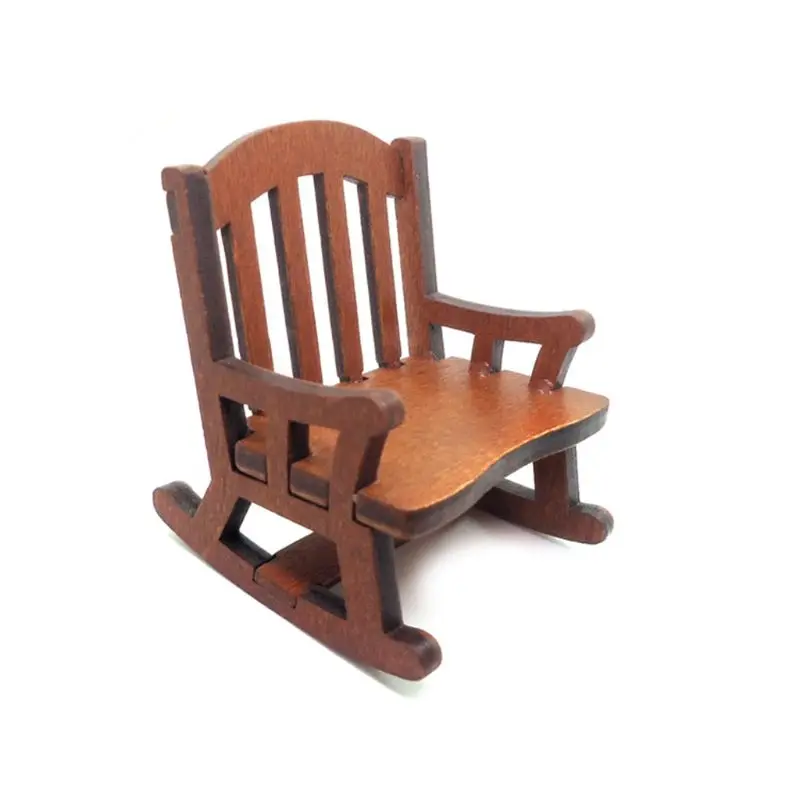 1:12 Dolls House Miniature Furniture Wooden Rocking Chair For Dolls Kids Girls Role Play Toys Gift Dollhouse Decoration 1:12 Dolls House Miniature Furniture Wooden Rocking Chair For Dolls Kids Girls Role Play Toys Gift Dollhouse Decoration