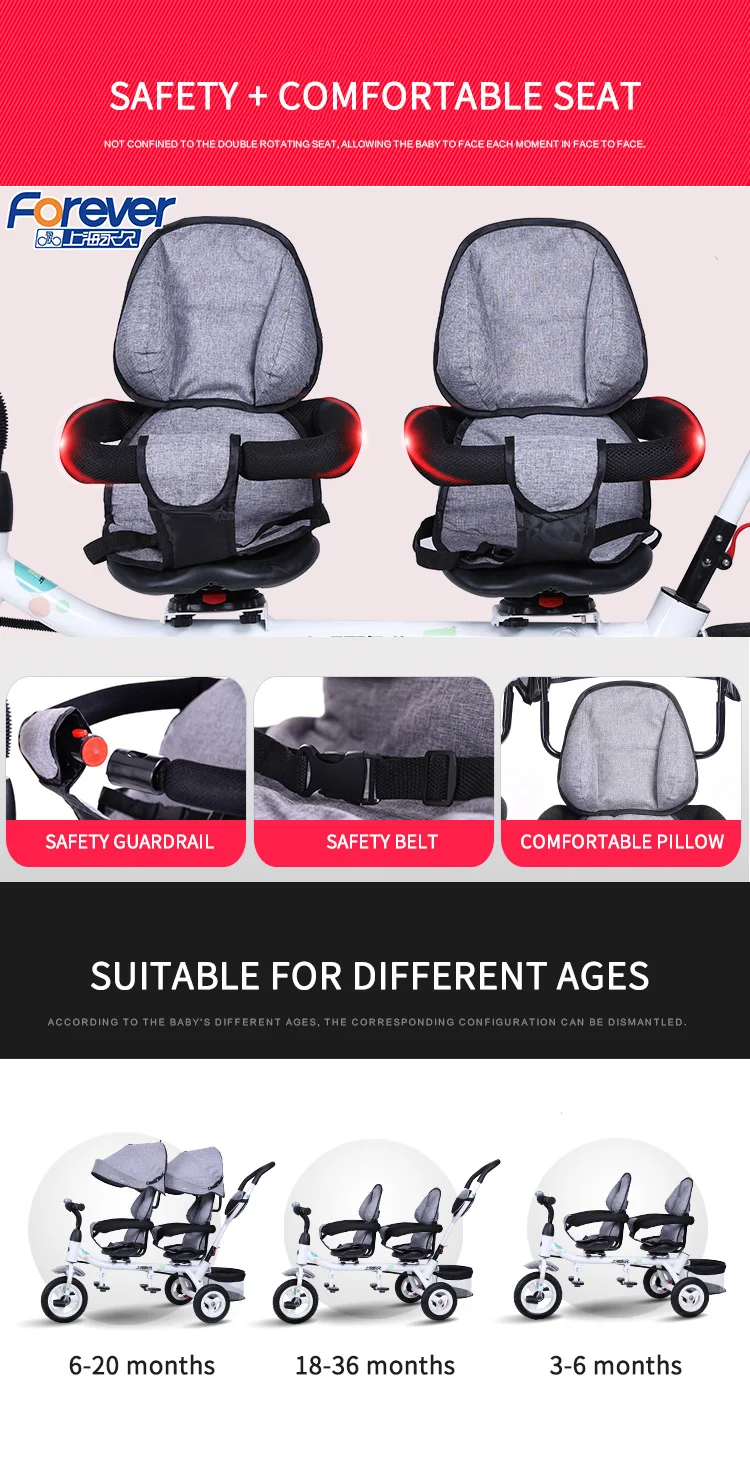 Брендовая детская коляска для близнецов, многофункциональная трехколесная коляска для детей 1-5 лет