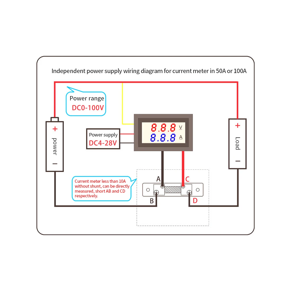 LED DC0~100V 10A Digital Voltmeter Ammeter Red/Blue Dual Color Display Voltage and Ampere Meter Volt Amp Gauge Panel-in Voltage Meters from Tools on ...
