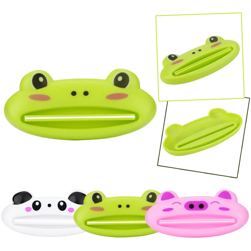 Cute Cartoon Frog Toothpaste Squeezers Bathroom Home Tube Rolling Holder Pink Piggy Squeezer Easy Panda Toothpaste Dispenser