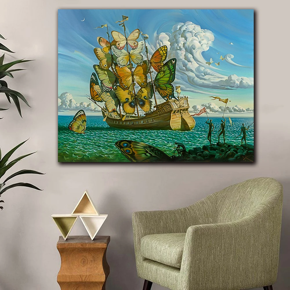 000 Salvador Dali Painting Butterfly Ship 70X90 4
