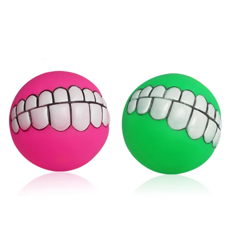 Funny Dog Rubber Toy Chew Ball Squeaky Dog Toys for Dogs Dental Bites Queaker Tooth Cleaning