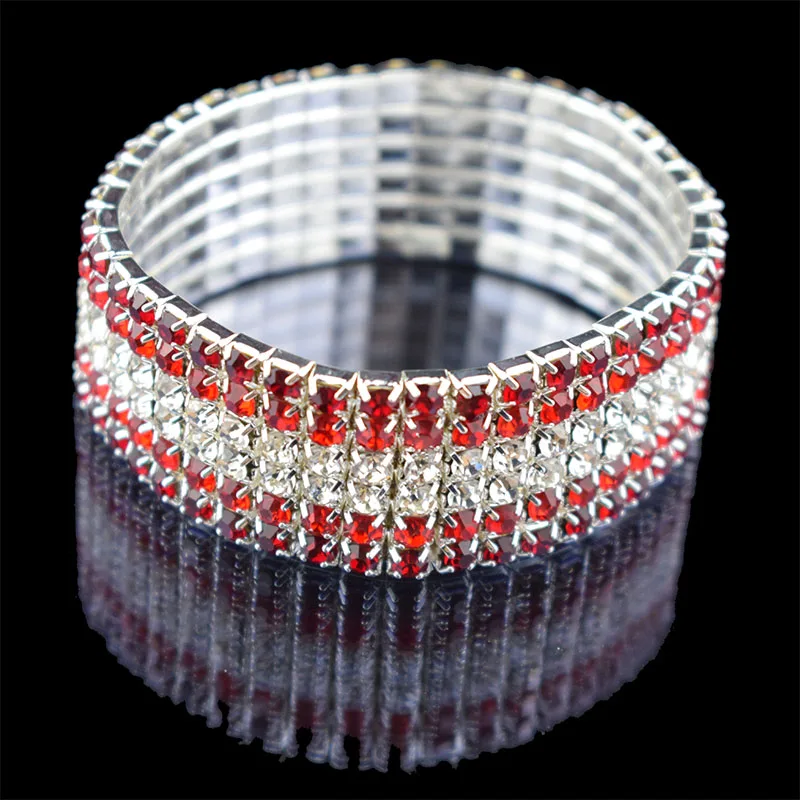 High Quality Fashion 6 Row wide Stretch Crystal Bracelets & Bangles 5 Colors Bracelets For Women Jewelry Girl child Bracelets 3