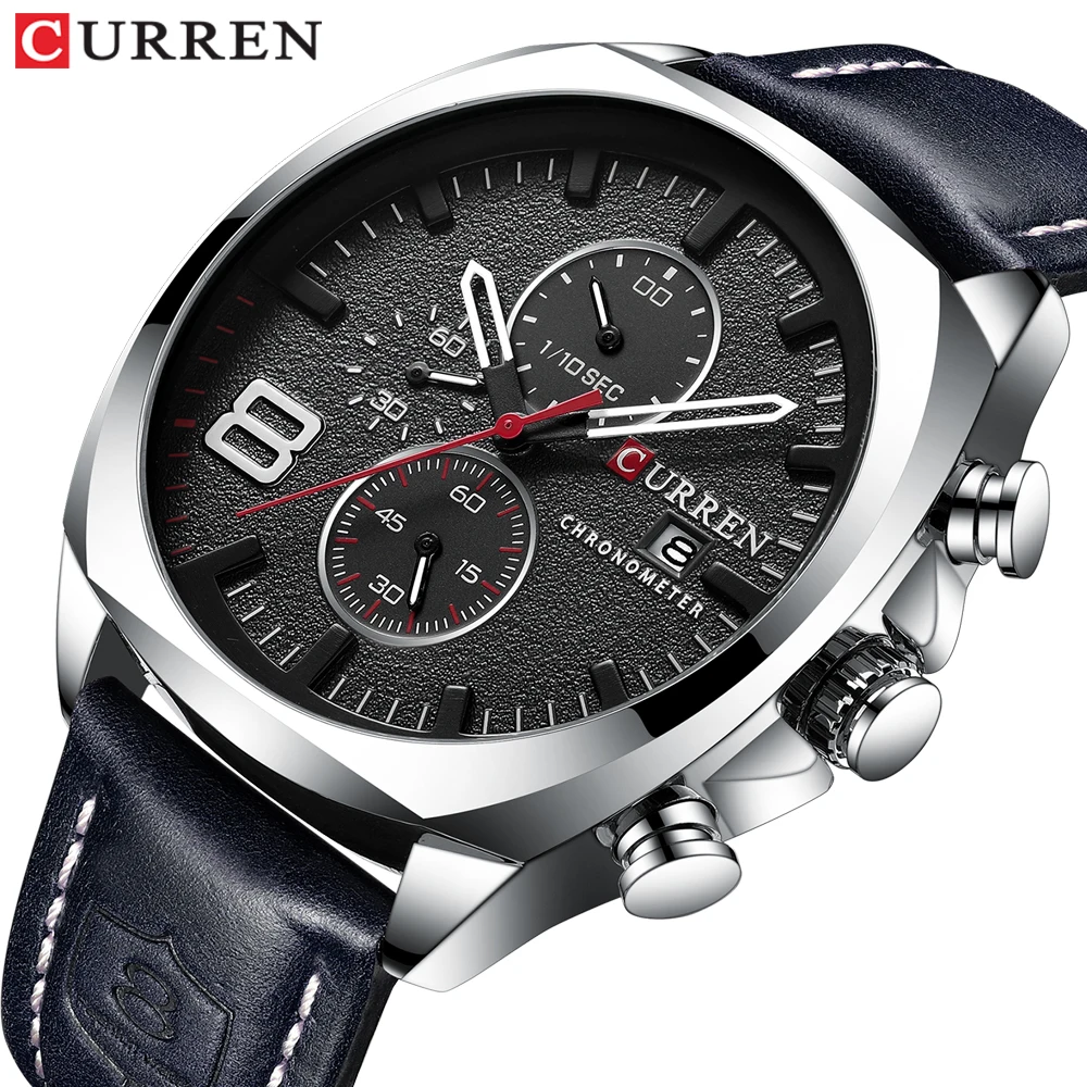 

Luxury Top Brand CURREN Men Wrist Watch Leather Strap Chronograph Sport Watches For Men Business Wristwatch Clocks Waterproof