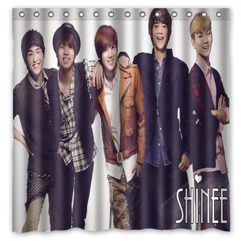 

Customized Waterproof Bathroom SHINee Shower Curtain Polyester Fabric Bath Curtain With 12 Hooks 180*180cm