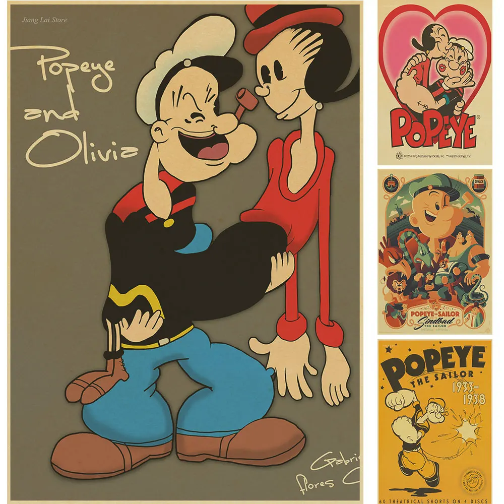 Popeye/Классическая анимация/крафт бумага постер/кафе декоративный бумажный
