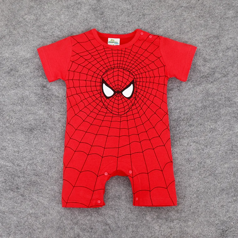 Комбинезон с короткими рукавами для новорожденных, летний Супермен, человек паук-человек, Капитан Америка, Бэтмен, Детский костюм, комбинезон