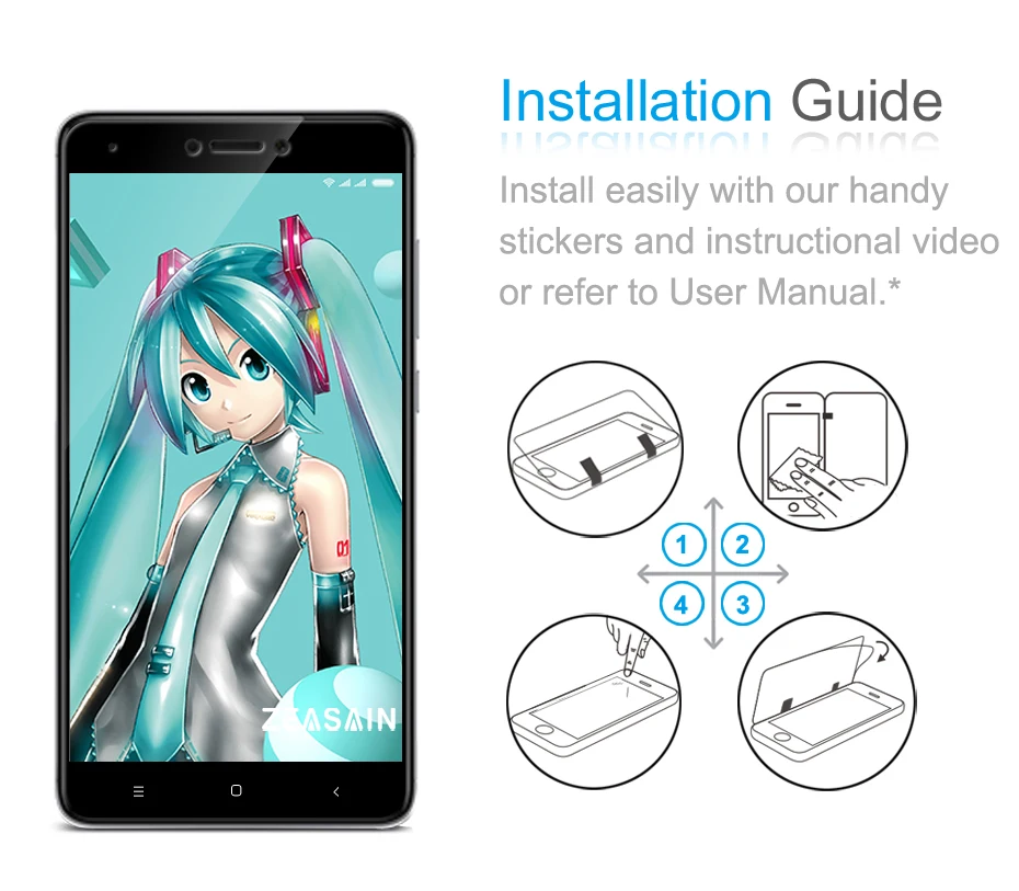 2 упаковки,, ZEASAIN, полное покрытие, закаленное стекло, защита экрана, для Xiaomi Redmi Note 4X4, Note4X, Note4 Pro Prime, стеклянная пленка