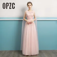Opzc Новое поступление Весенние длинные прямые платье кристалл с цветочной аппликацией вышитая картина Кружево очаровательный вечернее платье Queen