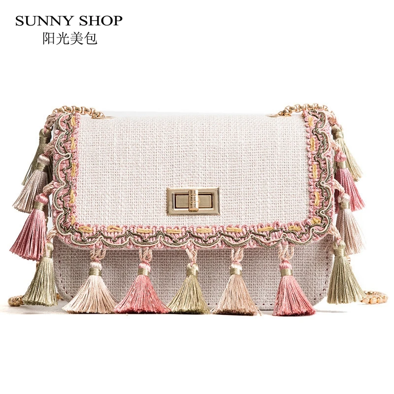 SUNNY SHOP Boho сумка через плечо с бахромой высокого качества Женская мода 2018 мини