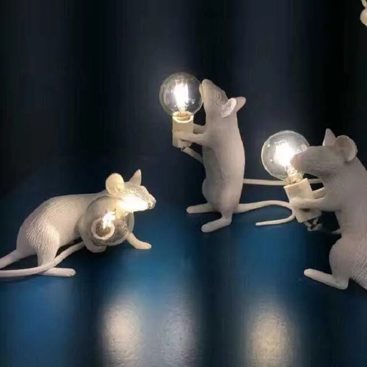 Постмодерн, смоляный животный стол с мышкой, лампа, Милая мини-мышь, ночные светильники, домашний декор, крыса, настольная лампа, прикроватная лампа, детский подарок