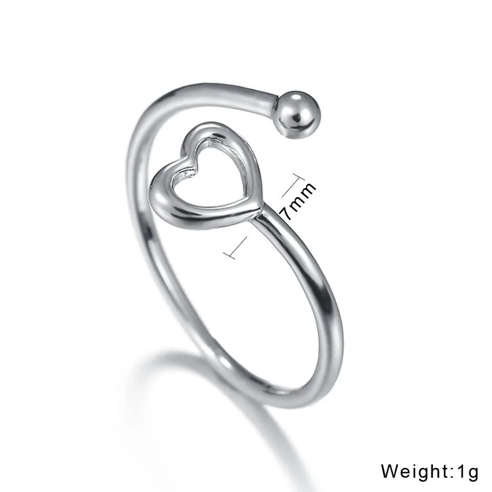 Горячая Распродажа, женские милые полые кольца в форме сердца, регулируемые кольца из нержавеющей стали, специальный трендовый дизайн, кольца, ювелирные изделия, аксессуары