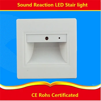 

2pcs/lot 0.6W acoustic control Sensor led stair light ,sound and light reaction led footlight for corridor,stairs , passway