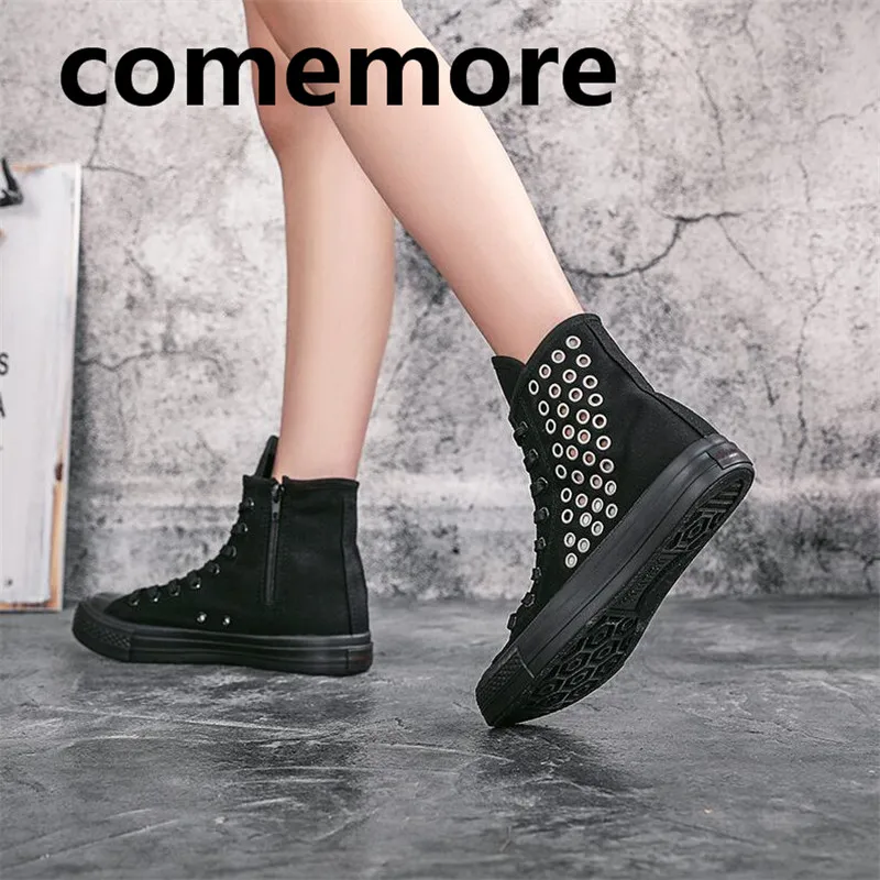 

Outdoor soft bottom breathable comfortable new casual canvas inside zipper rubber vents ultra short tube women's shoes