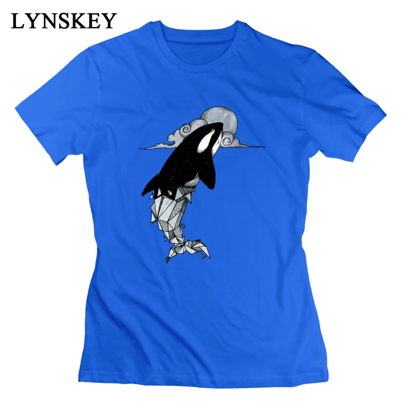 LYNSKEY Orcinus orca geometric O-Neck Women's T-Shirts Summer Autumn Street Tops Shirt Brand 100% Cotton Custom Sweatshirts white