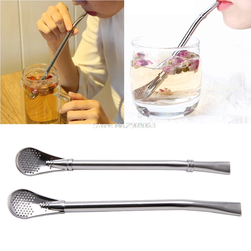 

1Pc 304 Stainless Steel Filter Straw Plain Bombilla Curved Yerba Matte Metal New