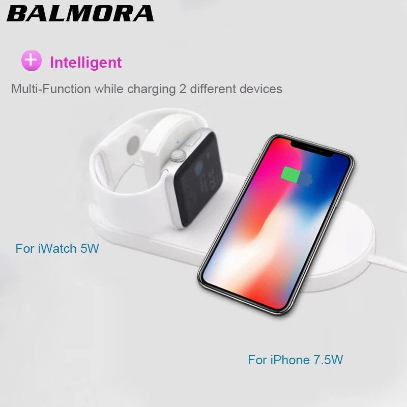 

BALMORA Wireless qi Charger Pad Fast Charging For iWatch 3 2 QI Charger For Sumsang S9 S7edge S8 S8P AirPower for iphone 8plus x