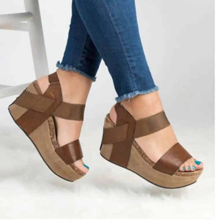 

2019 flat sandals for women Platform Color Matching Women's Large Sandals
