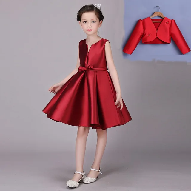 Buy Cute Girl Dress Solid Red Children Summer Princess Dress for Birthday Party