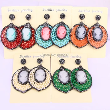 

5Pairs Turkish hollow earring beauty girl Drop earrings mix color dangle earring Gems stone wholesale jewelry