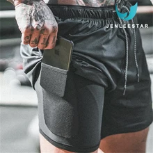 Мужская спортивная одежда компрессионные шорты Бодибилдинг Бег тренировки короткие леггинсы дышащие поддельные две части карман камуфляж