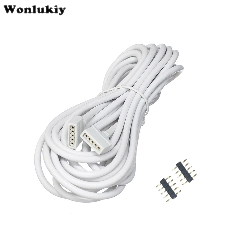 

50CM 1M 2M 3M 5M 10M 5 PIN Led Connector Extension Cable Cord Wire With 5pin for SMD 5050 3528 RGBW LED Strip light
