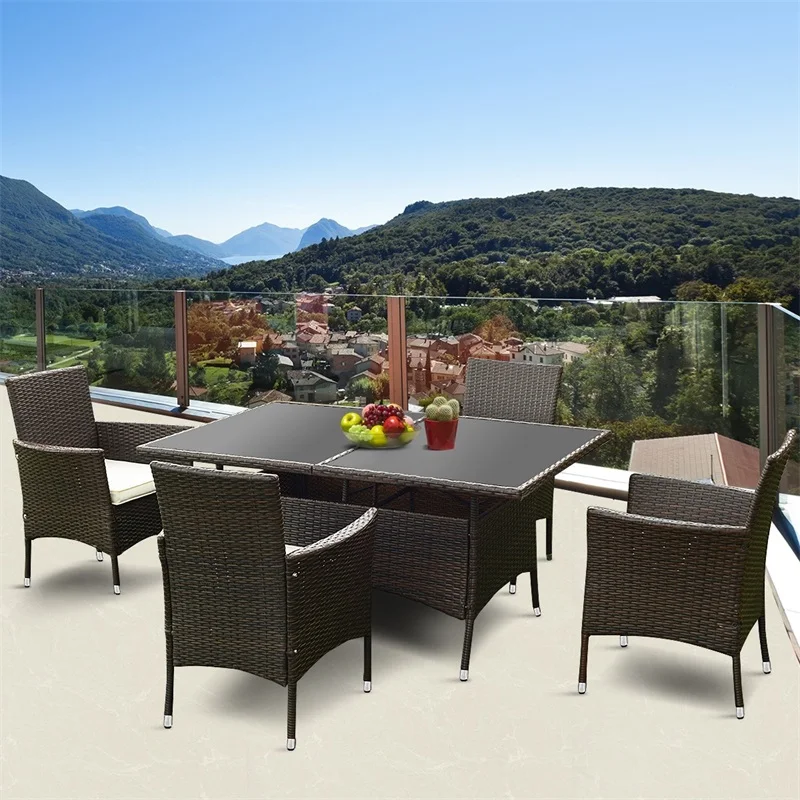 5 Pcs Rattan Garden Sofa Set With Cushion High Quality Durable Rattan Garden Sofa Set With Cushion